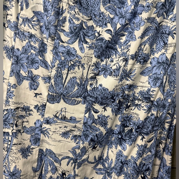 NWOT Joie White Blue Hawaiian Print Cap Sleeve Fit & Flare Midi Dress Sz 4 - Picture 8 of 14